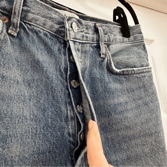 Agolde 90s Pinch Straight Cropped Raw Hem Rigid Denim Jeans sz 28 - Picture 4 of 7
